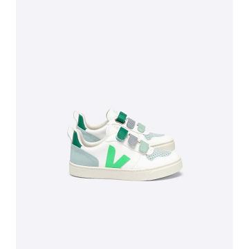 White/Green Kids' Veja V-10 CHROMEFREE Shoes | AU 741MQZ